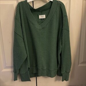 American Eagle Outfitters Green V-Neck Sweater